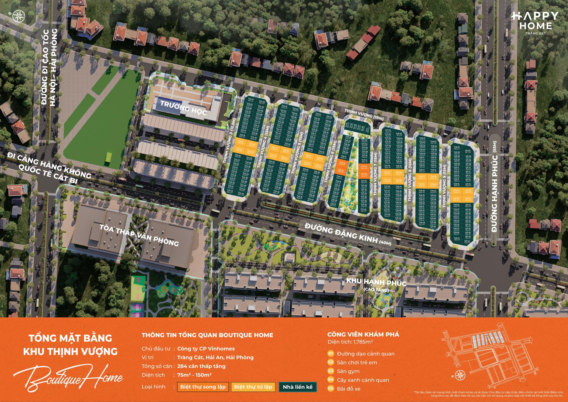 284 căn Biệt thự & Liền kề Vinhomes Tràng Cát