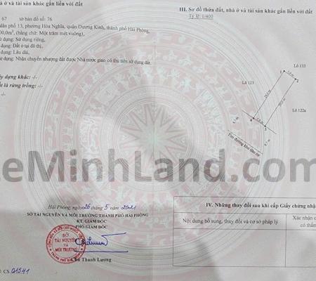 Đất 100m2 khu tái định cư Hòa Nghĩa, Q Dương Kinh, HP