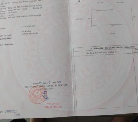 Đất 106m2 tuyến 2 Võ Nguyên Giáp cạnh trường THPT Lê Chân