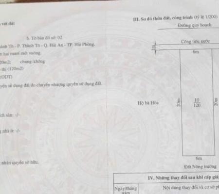 Đất 120m + 80m ngõ 618 Ngô Gia Tự cạnh TĐC Sao Sáng
