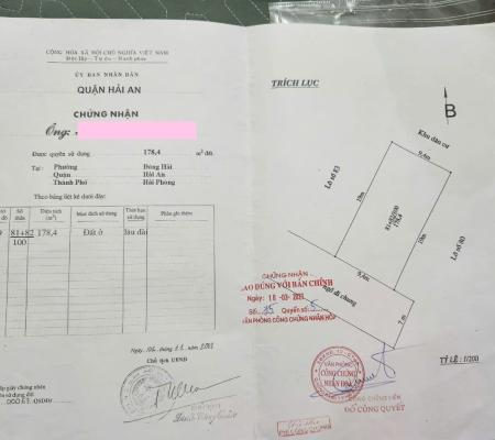 Đất 178m2 khu Tasa Bình Kiều 2, Đông Hải 2, Hải An